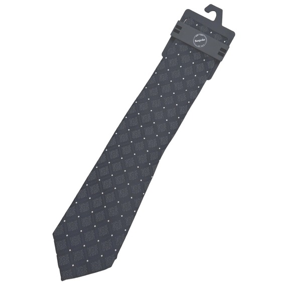 Bespoke Other - Bespoke Necktie Mens Black Diamond Dot Geometric Woven Formal Business Classic